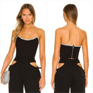 h:ours Black Strapless Top with Silver Trim